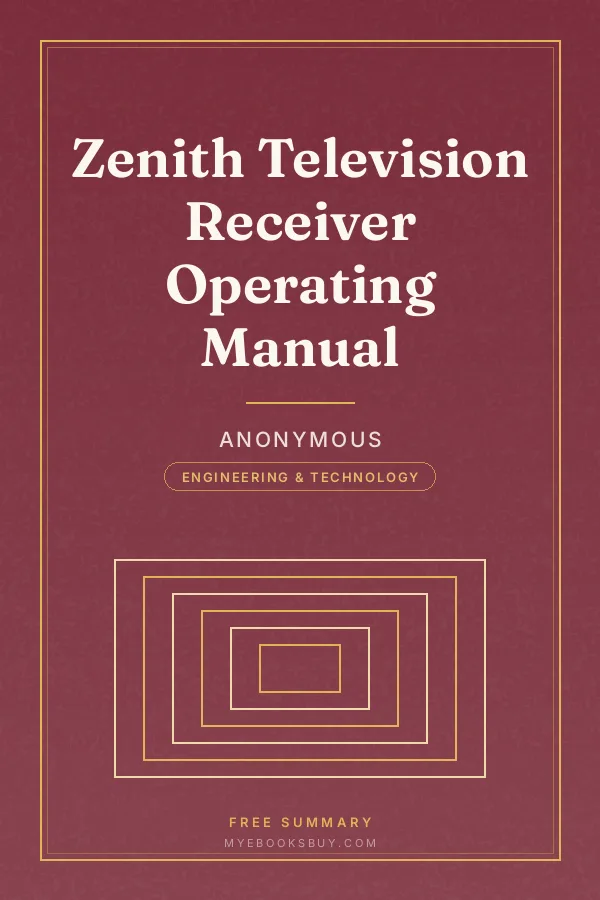 Cover of Zenith Television Receiver Operating Manual
